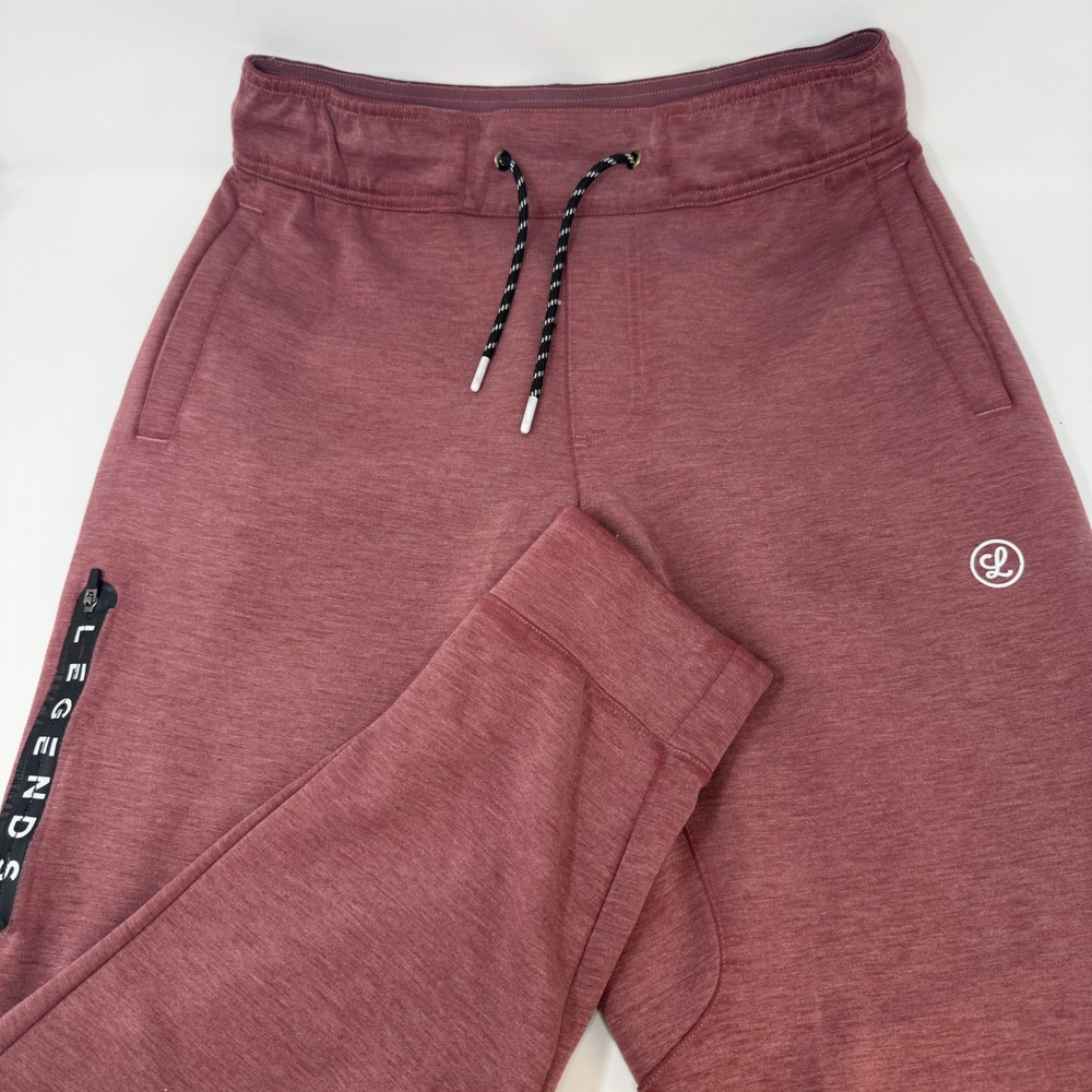 Legends Mens Tapered Jogger Sweatpants Heather Burgundy Red Size Medium FLAW